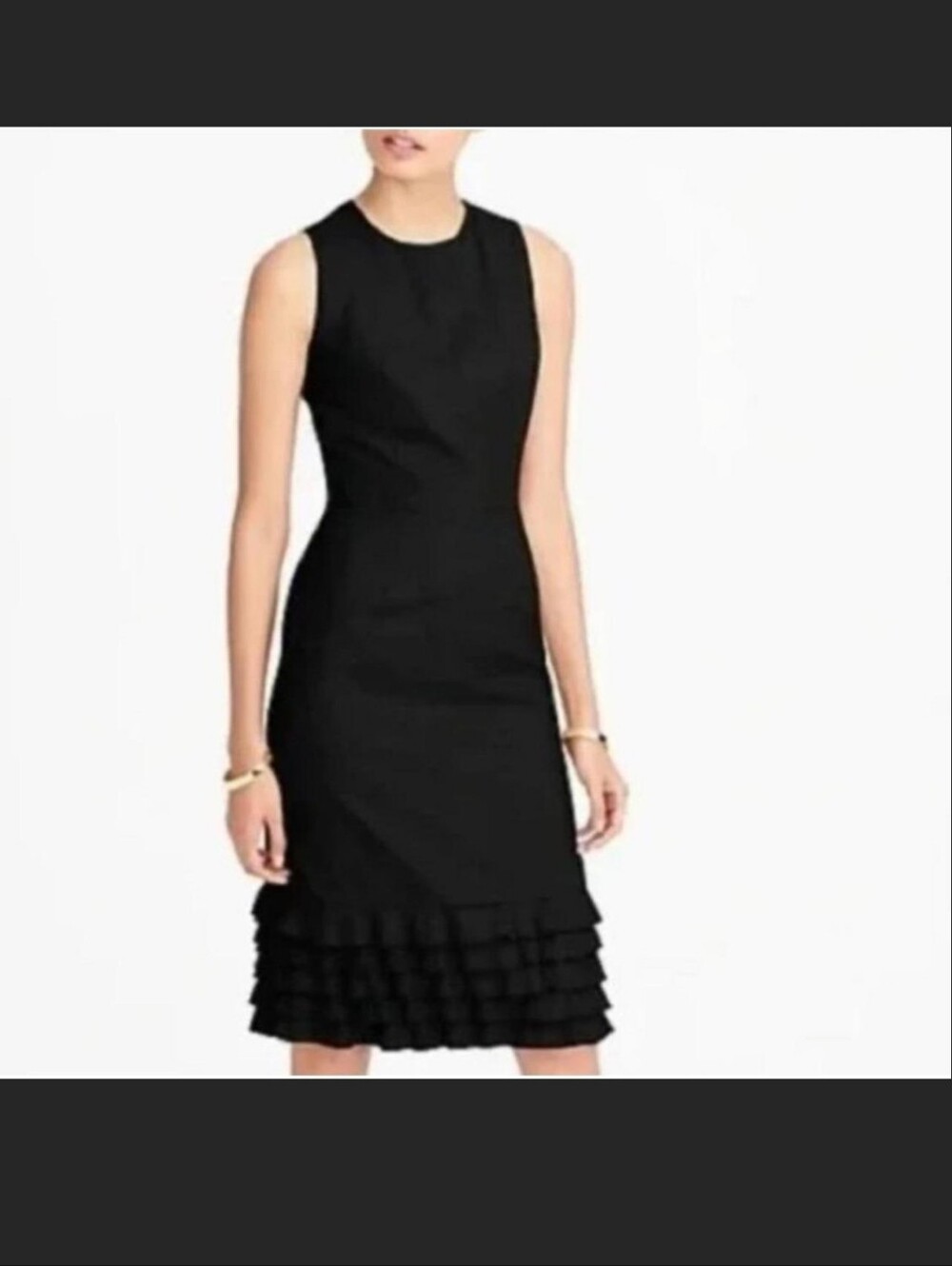 J. Crew 100% Wool Black Sleeveless Midi Dress with Ruffle Hem - Picture 5 of 6